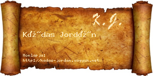 Kádas Jordán névjegykártya